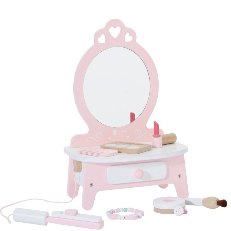 Medinis tualetinis staliukas mergaitei su aksesuarais, Classic World цена и информация | Žaislai mergaitėms | pigu.lt