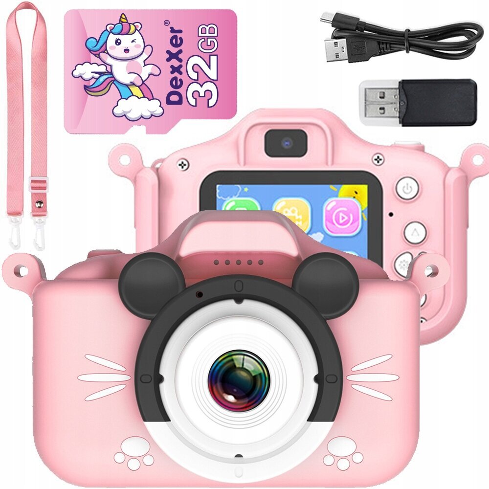 Skaitmeninis fotoaparatas vaikams, pelė + 32GB SD kortelė kaina ir informacija | Lavinamieji žaislai | pigu.lt