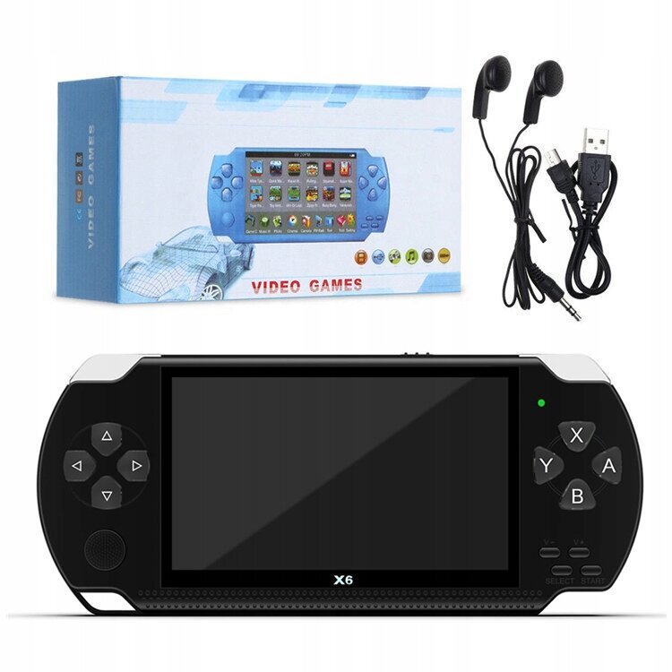 X6 Portable Game Console 1000 integruotų žaidimų (8, 16, 32, 64 ir 128 bitų žaidimai) kaina ir informacija | Žaidimų konsolės | pigu.lt