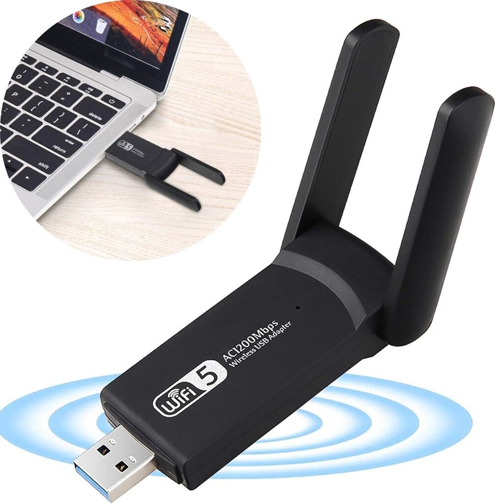 USB Wi-Fi adapteris 1200MBps dviguba wifi tinklo plokštė kaina ir informacija | Adapteriai, USB šakotuvai | pigu.lt