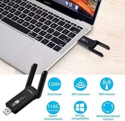 USB Wi-Fi adapteris 1200MBps dviguba wifi tinklo plokštė kaina ir informacija | Adapteriai, USB šakotuvai | pigu.lt