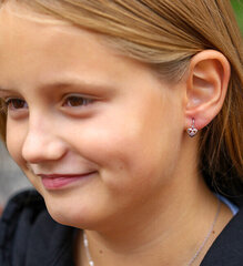 Серебряные девичьи серьги с розовым цирконом AGUC2583D-PL цена и информация | Аксессуары для детей  | pigu.lt
