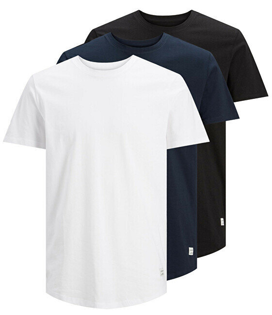 Marškinėliai vyrams Jack&Jones Jjeona SS 3PK MP NOOS Long Line Fit 12191765, 3 vnt. kaina ir informacija | Vyriški marškinėliai | pigu.lt