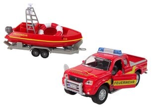 Žaislinis visureigis su motorine valtimi Jeep Feuerwehr, raudonas kaina ir informacija | Žaislai berniukams | pigu.lt