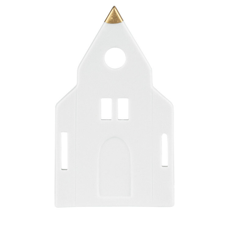 Porcelianinė žvakidė, namelis - bažnyčia, 7x6x12 cm цена и информация | Žvakės, Žvakidės | pigu.lt