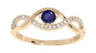 Очаровательное позолоченное кольцо с голубым цирконом Troli PO/SR00716N цена и информация | Кольцо | pigu.lt