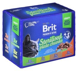 Brit Premium sterilizuotoms katėms rinkinys, 12x100 g kaina ir informacija | Brit Gyvūnų prekės | pigu.lt