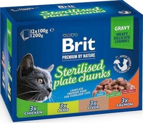 Brit Premium sterilizuotoms katėms rinkinys, 12x100 g цена и информация | Brit Товары для животных | pigu.lt