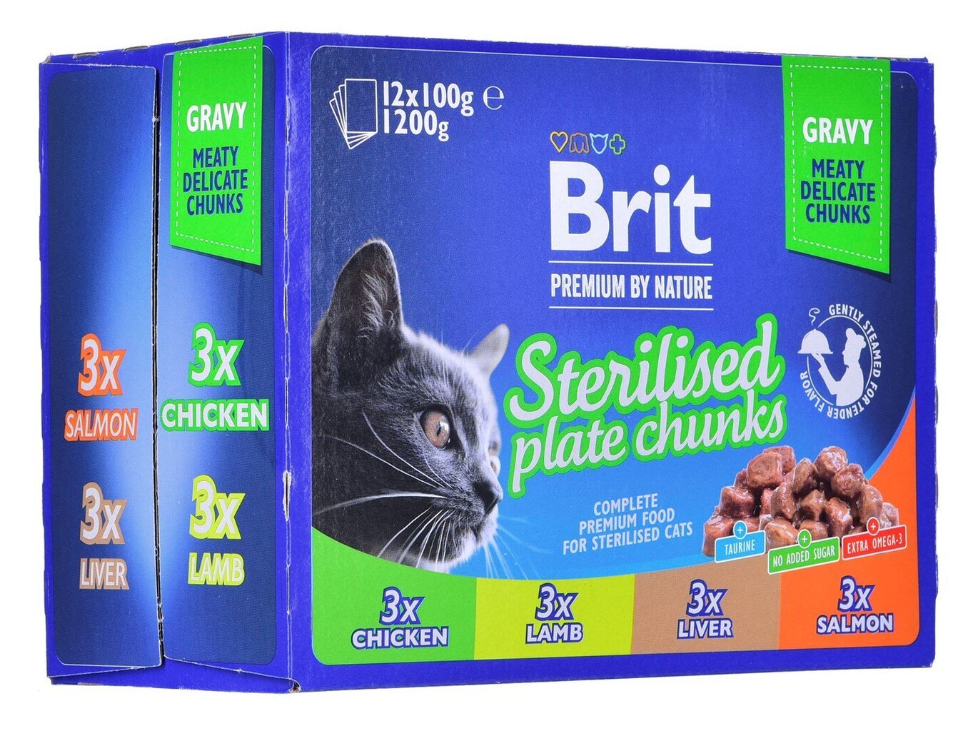 Brit Premium sterilizuotoms katėms rinkinys, 12x100 g цена и информация | Konservai katėms | pigu.lt