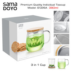 SAMADOYO Premium arbatos puodelis su stikliniu filtru 3in1, S026A, Premium Quality Teacup 3in1, 380 ml. kaina ir informacija | Taurės, puodeliai, ąsočiai | pigu.lt