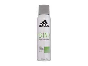 Purškiamas dezodorantas vyrams Adidas 6 In 1 48h 150 ml kaina ir informacija | Dezodorantai | pigu.lt