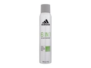 Purškiamas dezodorantas vyrams Adidas 6 In 1 48h 200 ml kaina ir informacija | Dezodorantai | pigu.lt