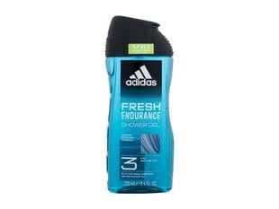 Гель для душа Adidas Fresh Endurance Shower Gel 3in1, 250 мл цена и информация | Масла, гели для душа | pigu.lt