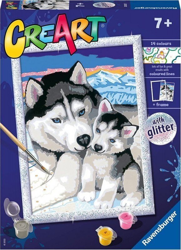 Tapyba pagal skaičius Ravensburger Cute Huskies, 27x20 cm цена и информация | Tapyba pagal skaičius | pigu.lt