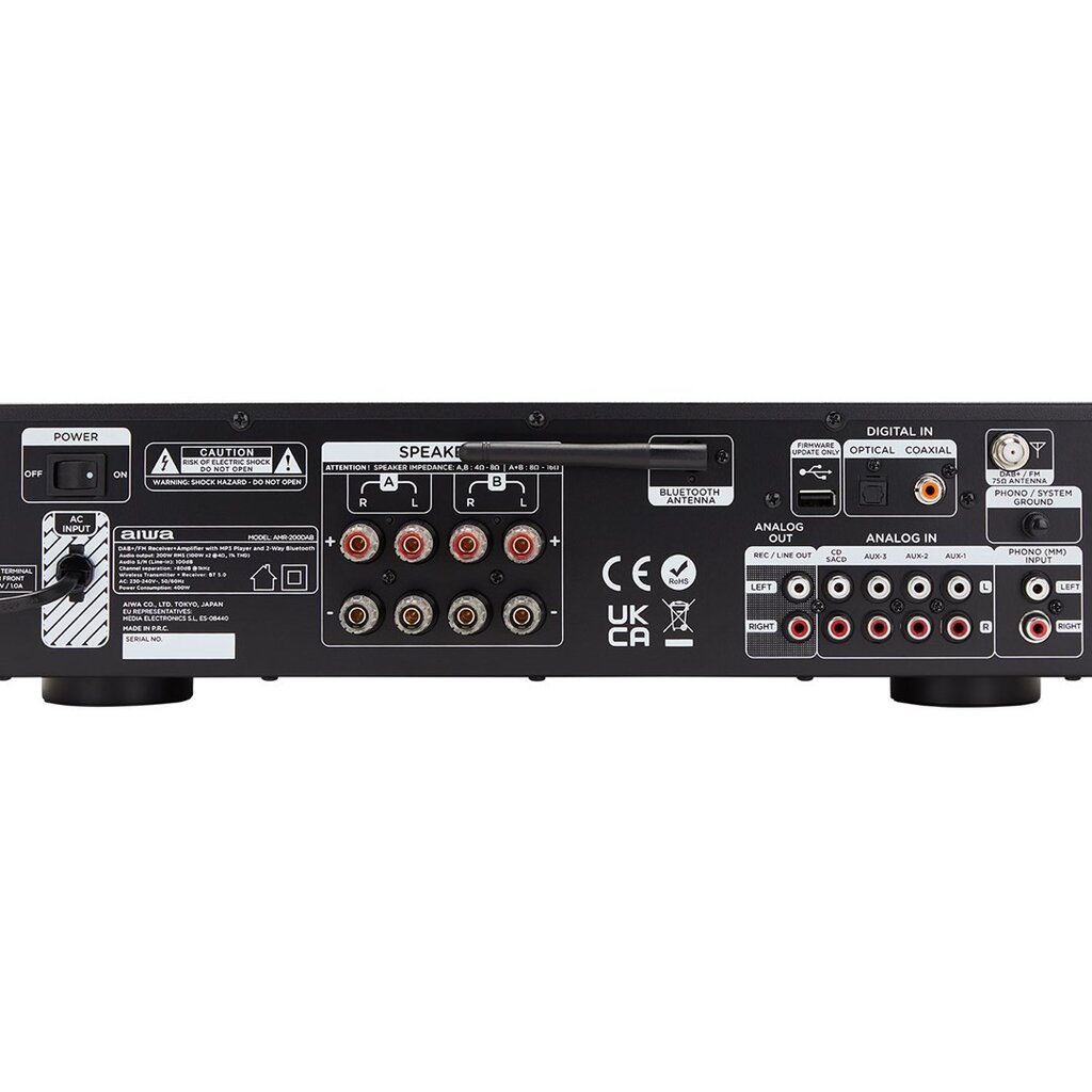 AIWA AMR-200DAB/BK 200W,DAB+/FM - stereo stiprintuvas kaina ir informacija | TV imtuvai | pigu.lt