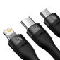 Baseus Flash II Series, USB-C + micro USB + Lightning, 1.2 m kaina ir informacija | Laidai telefonams | pigu.lt