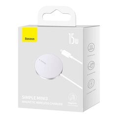 Baseus Simple Mini3 Magnetic Wireless Charger 15W (Silver) цена и информация | Зарядные устройства для телефонов | pigu.lt