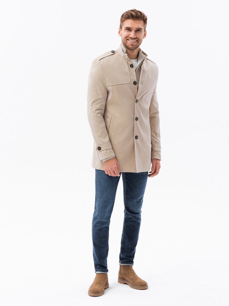 Paltas vyrams Ombre Clothing, smėlio spalvos цена и информация | Vyriški paltai  | pigu.lt
