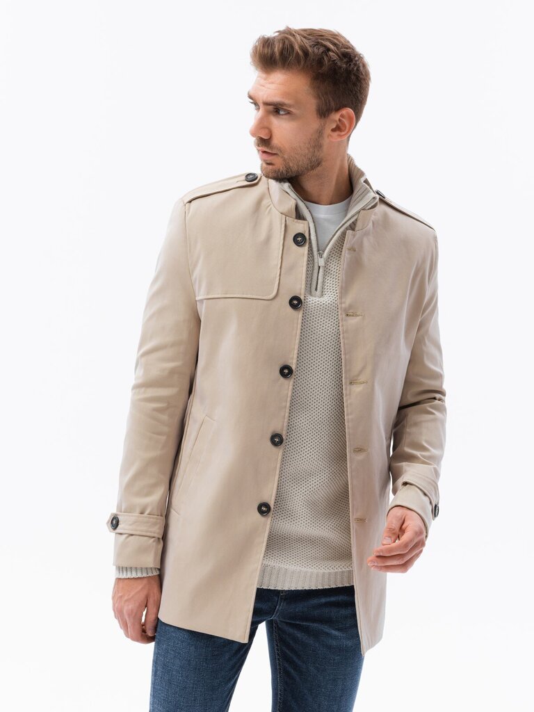 Paltas vyrams Ombre Clothing, smėlio spalvos kaina ir informacija | Vyriški paltai  | pigu.lt