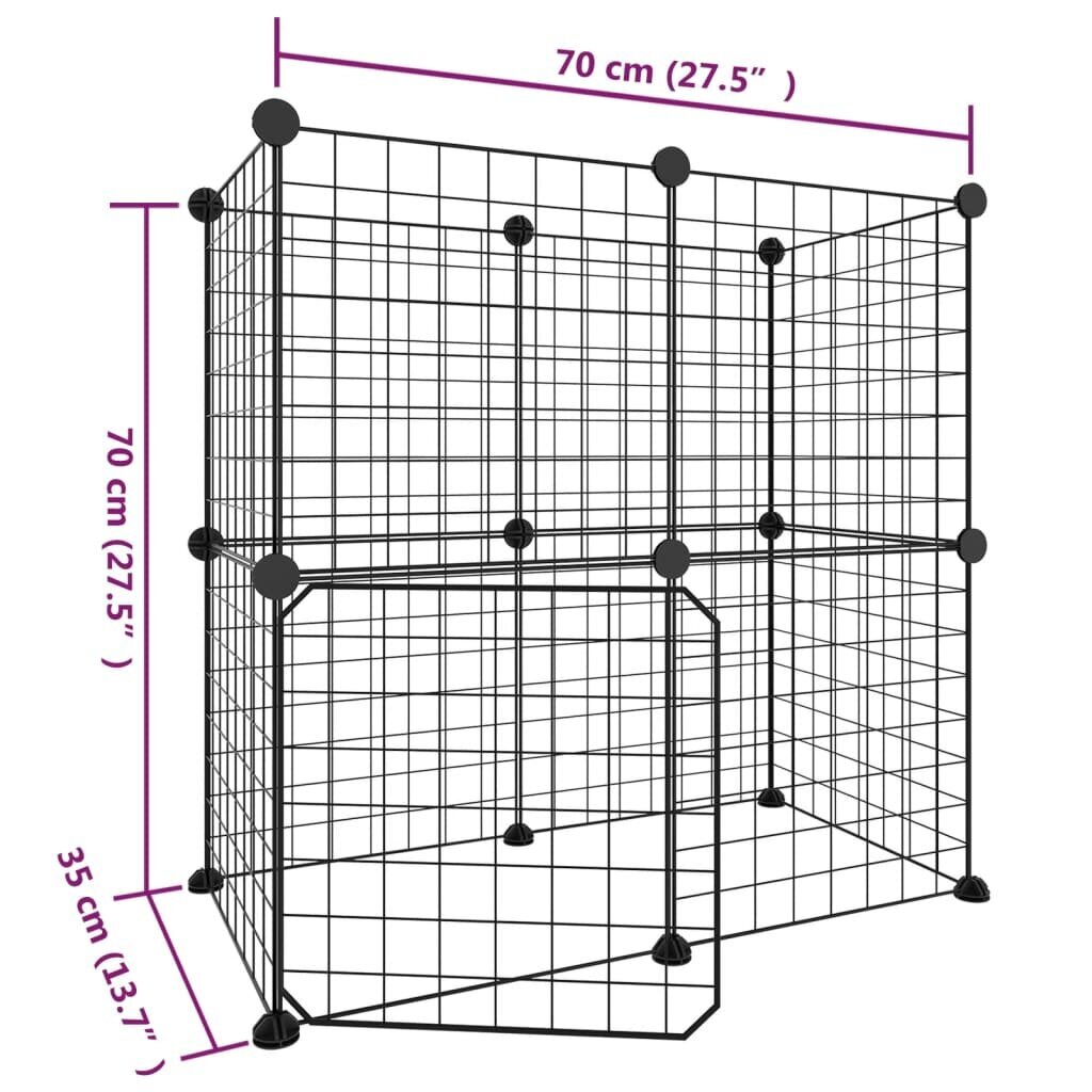 Augintinių narvas, 12 segmentų, juodas, 35 x 35 cm, plienas kaina ir informacija | Graužikų ir triušių narvai, jų priedai | pigu.lt