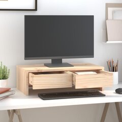Monitoriaus stovas, Pušies medienos masyvas, 50x27x15cm, ruda kaina ir informacija | Monitorių laikikliai | pigu.lt