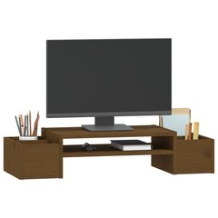 Monitoriaus stovas, Pušies medienos masyvas, 70x27,5x15cm, medaus ruda kaina ir informacija | Monitorių laikikliai | pigu.lt