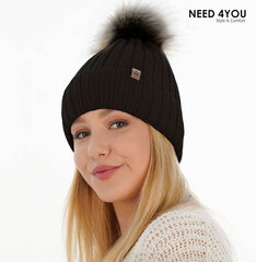 Женская шапка Need 4You, черная, мериносовая шерсть цена и информация | Женские шапки | pigu.lt