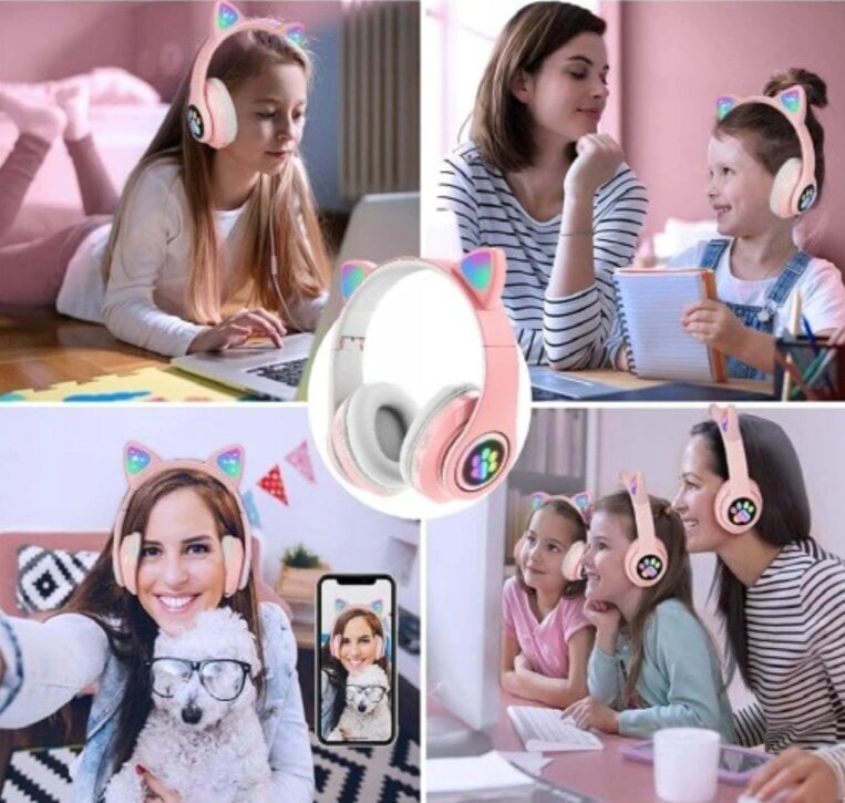 Wireless Headphones With Cat Ears цена и информация | Ausinės | pigu.lt