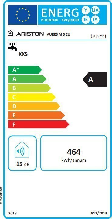 Momentinis vandens šildytuvas Ariston Aures SM 5 EU 5 kW 0,8 MPa 3195211 kaina ir informacija | Vandens šildytuvai | pigu.lt