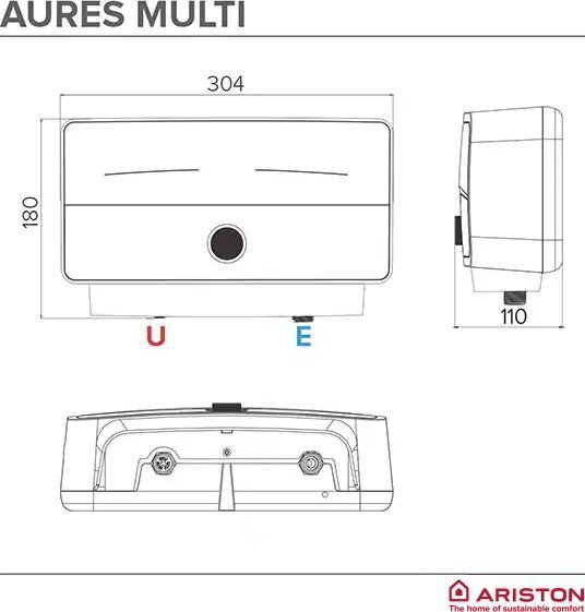 Momentinis vandens šildytuvas Ariston Aures SM 5 EU 5 kW 0,8 MPa 3195211 kaina ir informacija | Vandens šildytuvai | pigu.lt