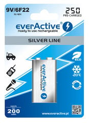 everActive Silver Line Ready to Use 9V 250mAh akumuliatorius, 1 vnt. kaina ir informacija | Elementai | pigu.lt