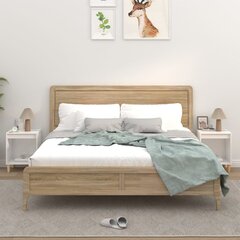 Naktinės spintelės vidaXL, Apdirbta mediena, 2vnt., 40x35x50cm, balta blizgi spalva kaina ir informacija | Spintelės prie lovos | pigu.lt