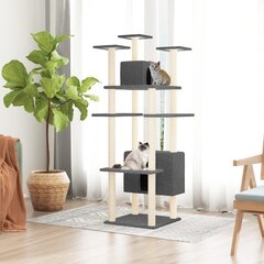 Draskyklė katėms su stovais iš sizalio vidaXL, 162cm, pilka цена и информация | Когтеточки | pigu.lt