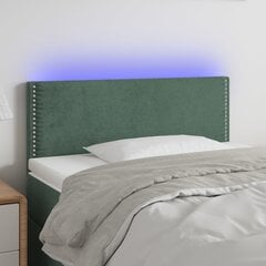 Galvūgalis su LED, Aksomas, 80x5x78/88cm, tamsiai žalia цена и информация | Кровати | pigu.lt
