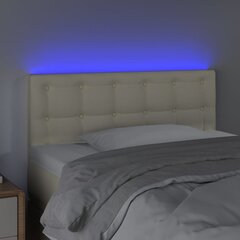 Galvūgalis su LED vidaXL, Dirbtinė oda, 80x5x78/88cm, kreminė spalva kaina ir informacija | Lovos | pigu.lt