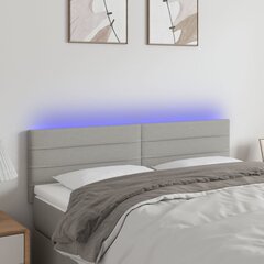 Galvūgalis su led, šviesiai pilkas, 144x5x78/88cm, audinys цена и информация | Кровати | pigu.lt