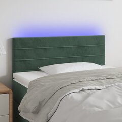 Galvūgalis su LED, Aksomas, 80x5x78/88cm, tamsiai žalia цена и информация | Кровати | pigu.lt