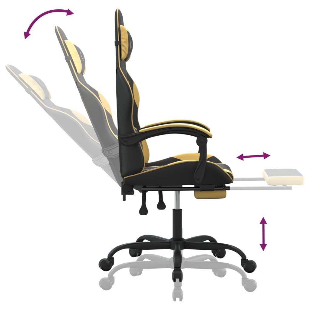 Žaidimų kėdė su pakoja vidaXL, Dirbtinė oda, juoda/auksinė spalva kaina ir informacija | Biuro kėdės | pigu.lt