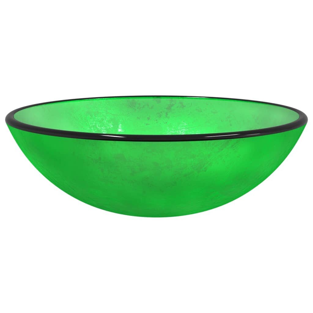 Grūdinto stiklo praustuvas vidaXL 42x14 cm, žalias kaina ir informacija | Praustuvai | pigu.lt