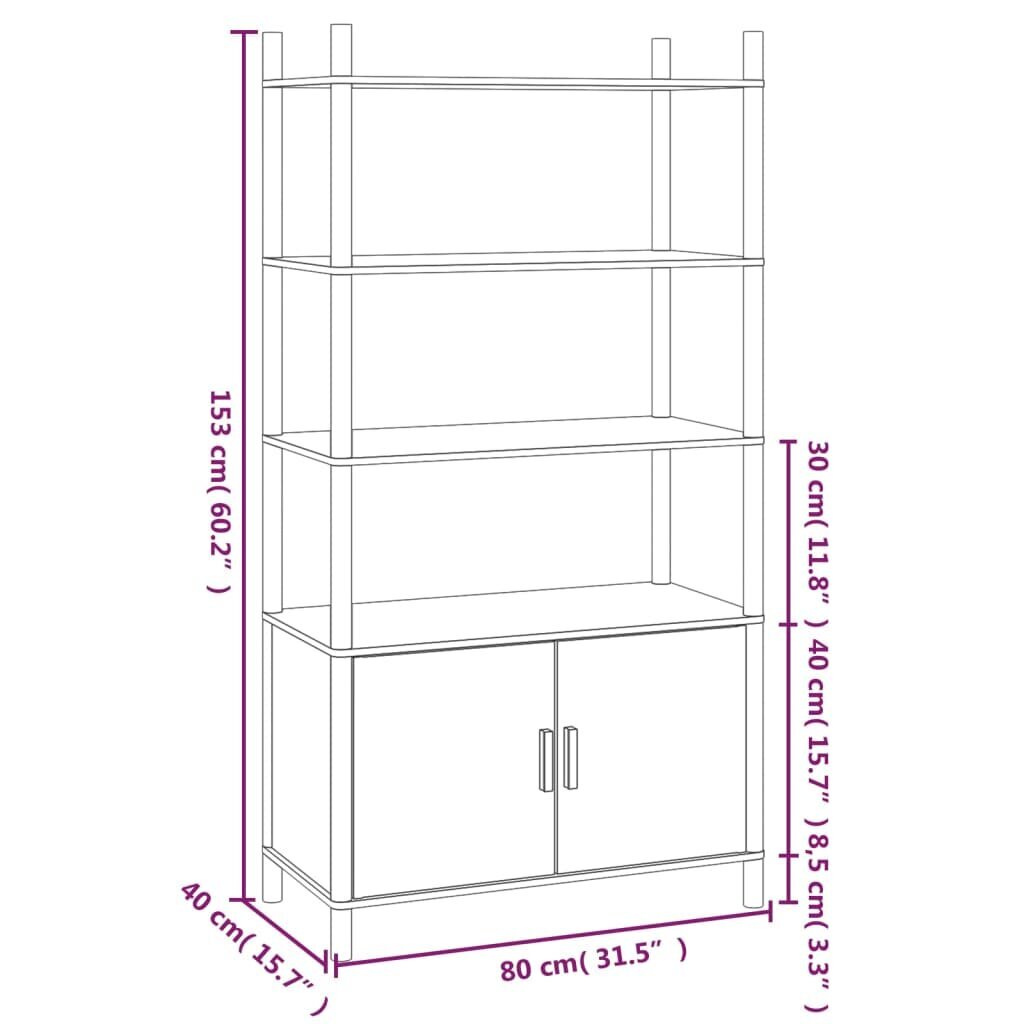 Komoda vidaXL, Apdirbta mediena, 80x40x153cm, juoda kaina ir informacija | Komodos | pigu.lt