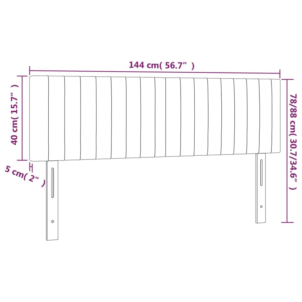 vidaXL Galvūgaliai, 2vnt., tamsiai pilki, 72x5x78/88cm, aksomas kaina ir informacija | Lovos | pigu.lt