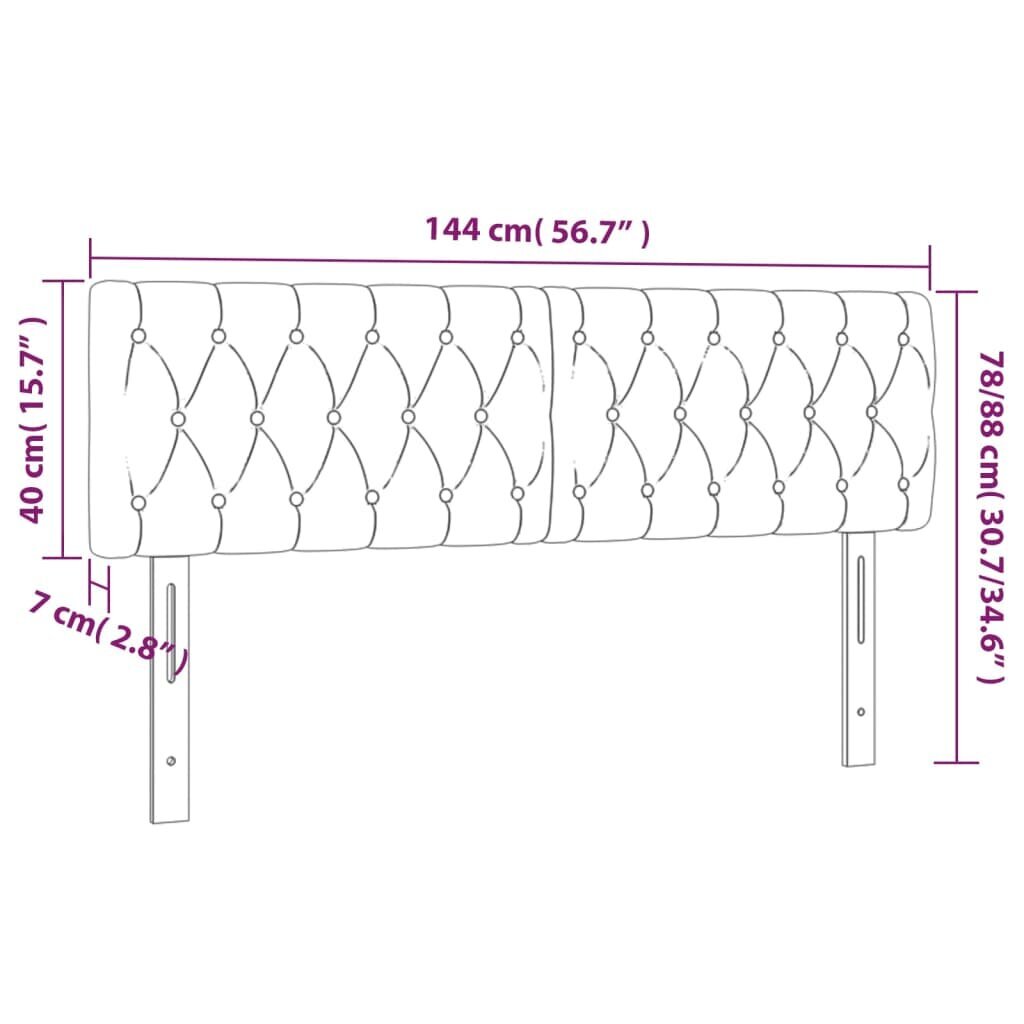 Galvūgaliai vidaXL, 72x7x78/88 cm, pilki, 2 vnt. kaina ir informacija | Lovos | pigu.lt