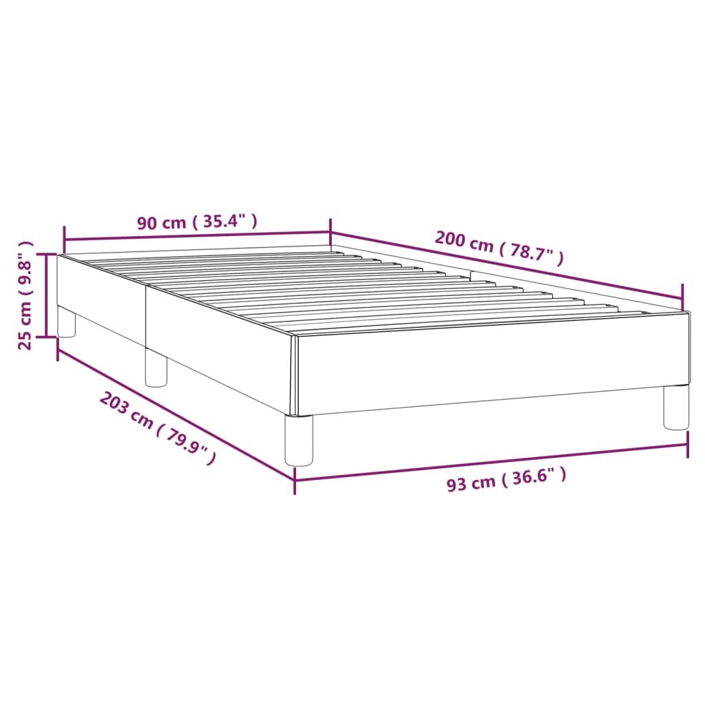 vidaXL Lovos rėmas, juodos spalvos, 90x200cm, dirbtinė oda kaina ir informacija | Lovos | pigu.lt