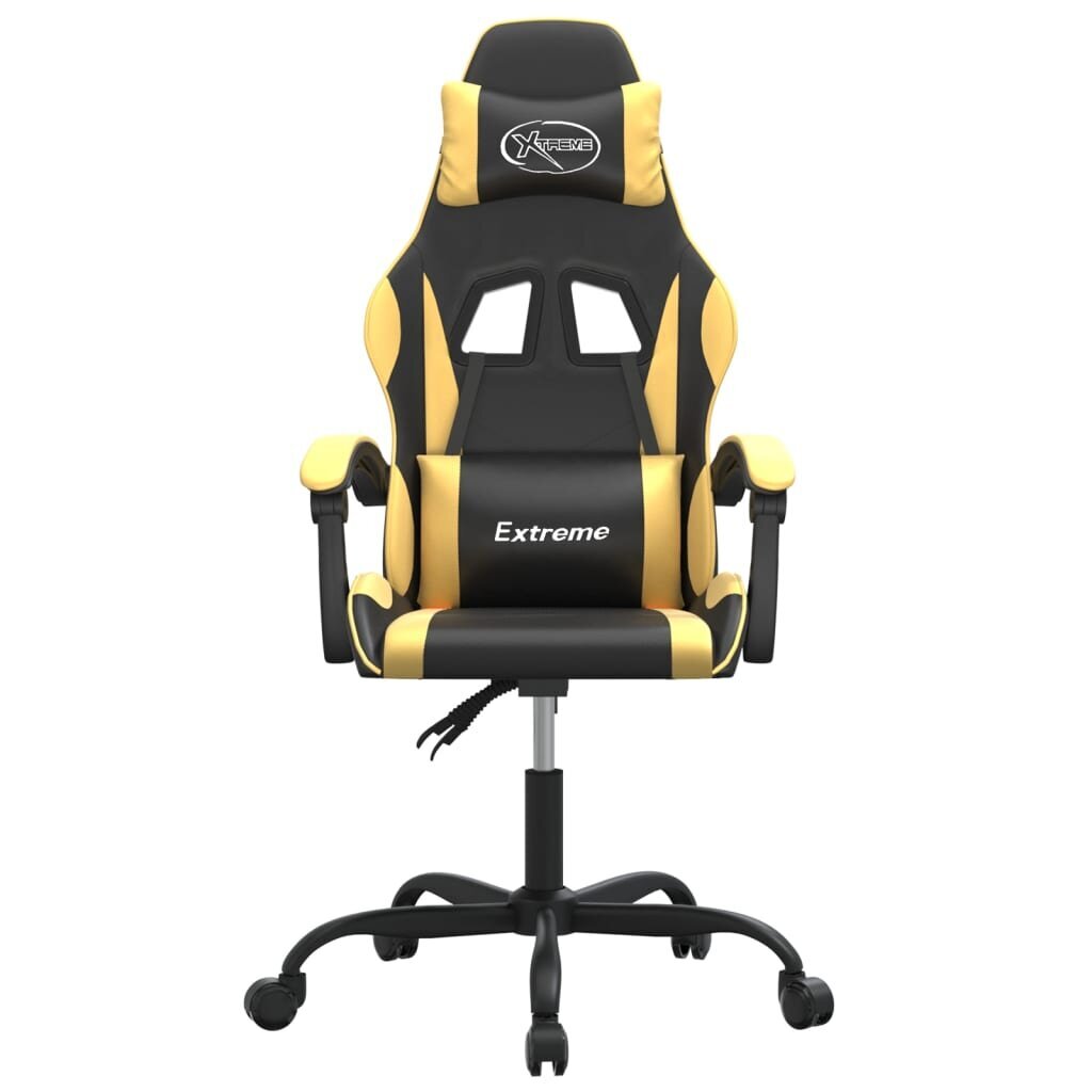 Pasukama žaidimų kėdė su pakoja vidaXL, Dirbtinė oda, juoda/auksinė spalva цена и информация | Biuro kėdės | pigu.lt