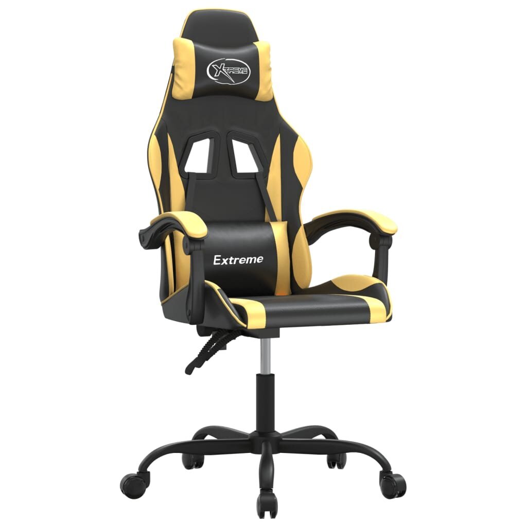 Pasukama žaidimų kėdė su pakoja vidaXL, Dirbtinė oda, juoda/auksinė spalva цена и информация | Biuro kėdės | pigu.lt