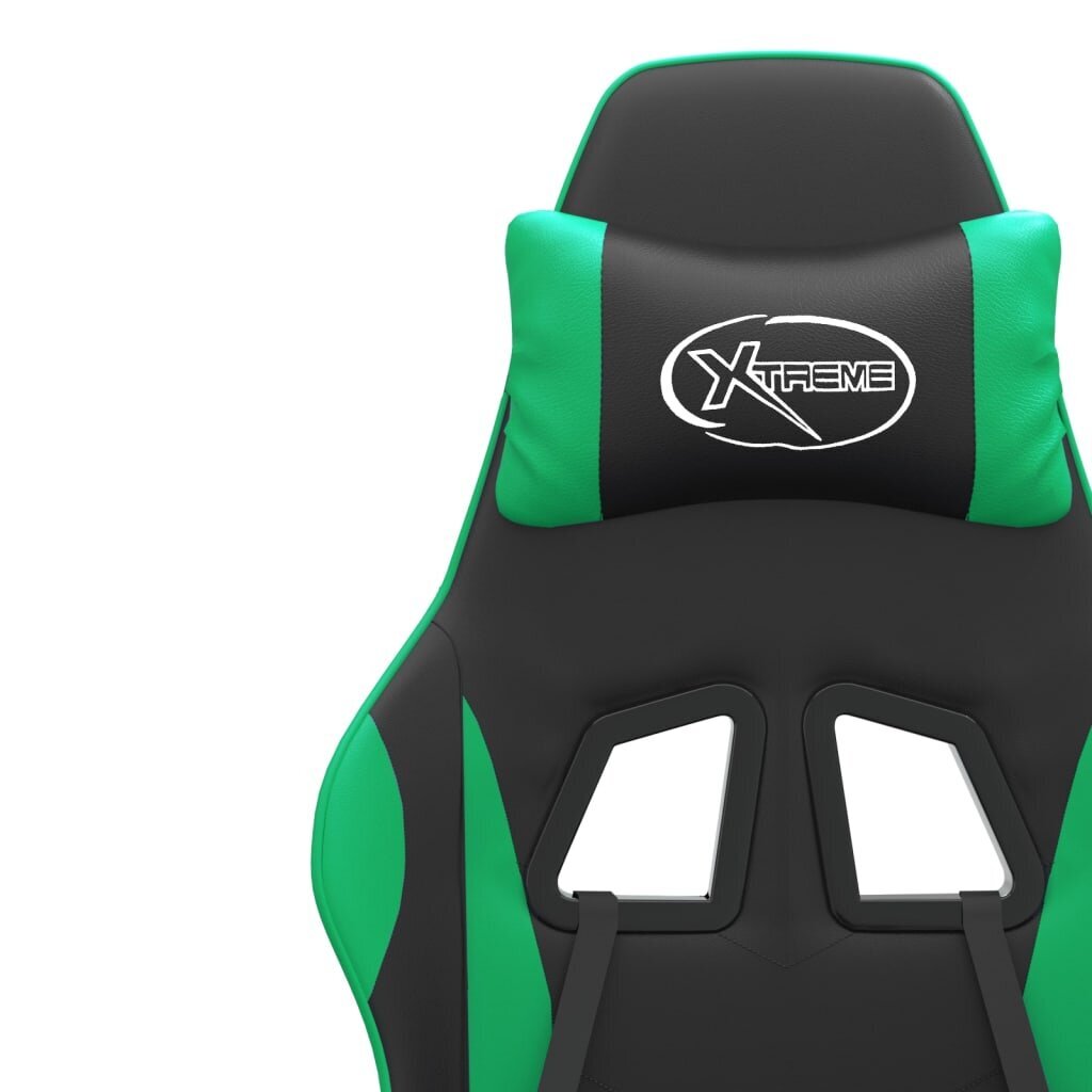 Pasukama žaidimų kėdė su pakoja vidaXL, Dirbtinė oda, juoda/žalia kaina ir informacija | Biuro kėdės | pigu.lt