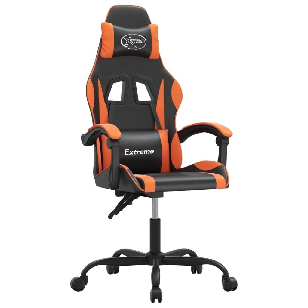 Pasukama žaidimų kėdė su pakoja vidaXL, Dirbtinė oda, juoda/oranžinė spalva цена и информация | Biuro kėdės | pigu.lt