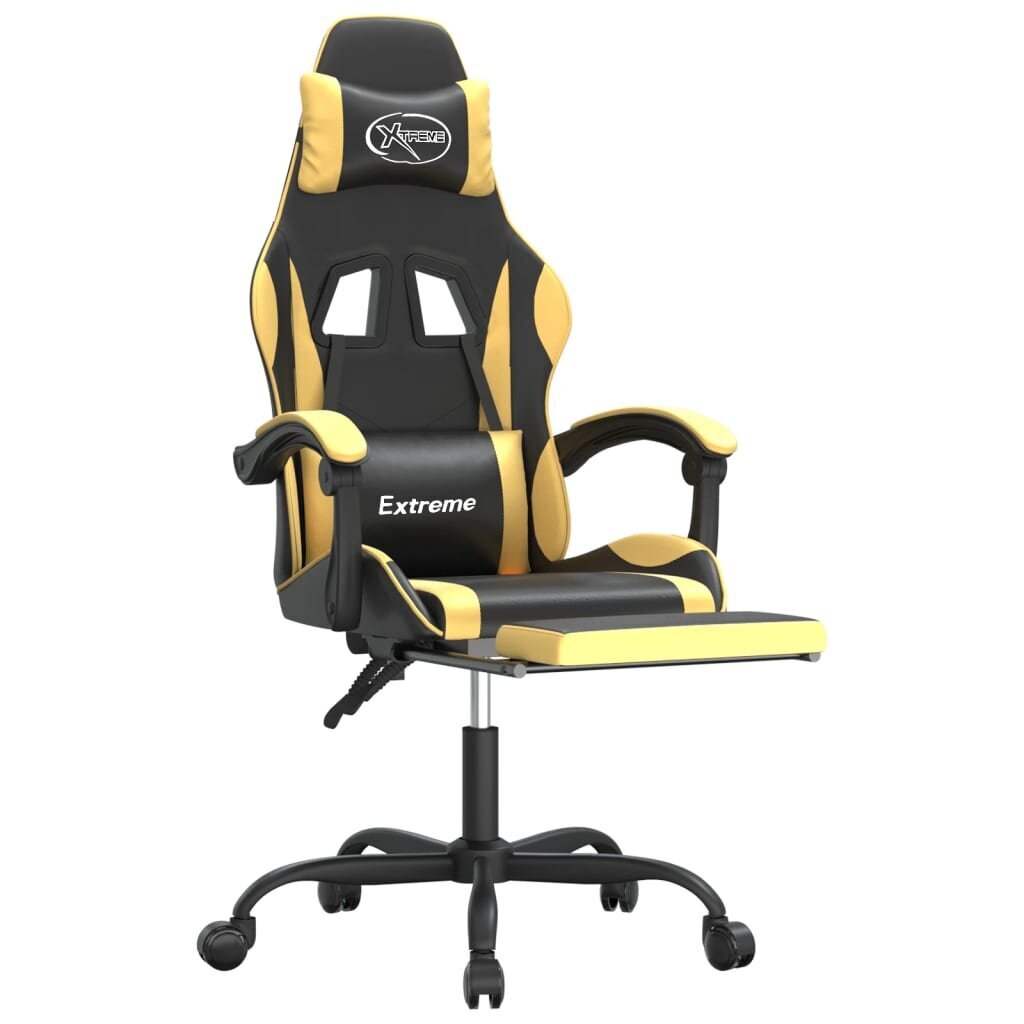 Pasukama žaidimų kėdė su pakoja vidaXL, Dirbtinė oda, juoda/auksinė spalva kaina ir informacija | Biuro kėdės | pigu.lt