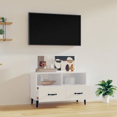 vidaXL Televizoriaus spintelė, balta, 80x36x50cm, mediena, blizgi kaina ir informacija | TV staliukai | pigu.lt