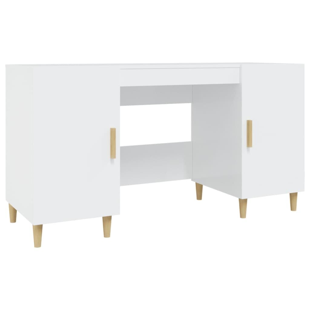 vidaXL Rašomasis stalas, baltos spalvos, 140x50x75cm, mediena, blizgus kaina ir informacija | Kompiuteriniai, rašomieji stalai | pigu.lt